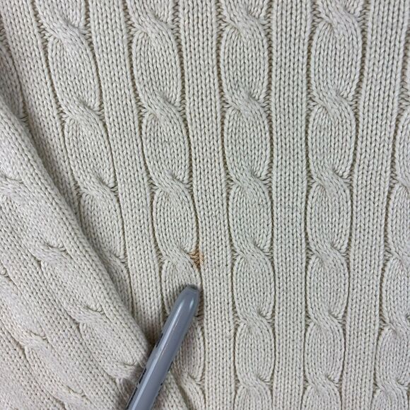 Vtg Ralph Lauren Cable Knit Hooded Full Zip Cream Women's XL Jacket *Read - Picture 11 of 12